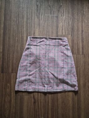 Brandy Melville Pink Plaid Mini Skirt